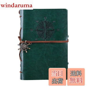 【送料無料】COZENTA スクラップブック フォトアルバム 写真 手作り クラフト台紙 レトロ 航海日誌 (A5 モスグリーン)