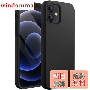 【送料無料】JEDirect iPhone12 / iPhone12 Pro シリコンケース (6.1インチ専用) シルキーソフトタッチ全面保護ケース マイクロファイバーライニング付き耐衝撃カバー (ブラック)