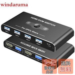 KVMXCb` HDMI 21o Movcle USB3.0 ؑ֊ 5Gbps] KVM USB ؑ֊ p\R2 L[{[h/}EX/fBXvC1䋤Lł؂ւ 4K@60Hz 4 USB-A|[g L[{[h/}EX/v^