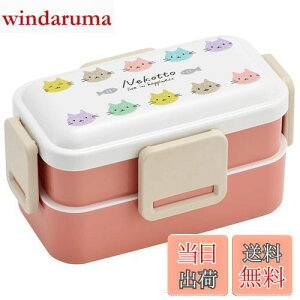 【送料無料】スケーター(Skater) Ag+ 抗菌 ふんわり盛れる 2段 弁当箱 600ml ねこっと カラフル 日本製 PFLW4AG