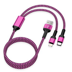 yz[dP[u 2C1 Lightning/USB-C P[u 1.2M }[d 2.4A&3A Haoano USB-A CgjOP[u 2in1 [dR[h }` @\ ϋv iPhone 15/15 Pro Max/14/14 Pro Max/13/12/SE/iPad Air/iPad Mi