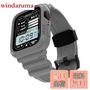 �y���������z[elkson] �A�b�v���E�H�b�` �o���h Apple Watch 45mm 44mm �o���p�[�P�[�X�t�� ���ȃ����Y�o���h Apple Watch SE iWatch Series 9 8 7 6 5 4�p, Quattro Pro Series �X�|�[�c�~���^���[�ی�P�[�X �v���e
