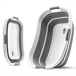 【送料無料】SOLPEX 折りたたみたらい 大型 洗い桶 犬バスグッズ 猫犬お風呂用 大容量 洗濯バケツ 水抜栓付 取っ手三つ付き ソフトタブ 洗濯 ベビーバス ペット用バスタブ 排水プラグが付く