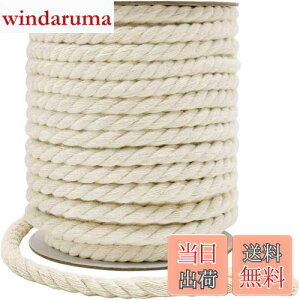 【送料無料】Tenn Well 8mm 綿ロープ, 18M 丈夫マクラメ紐 手作り コットン紐 壁掛け 編み物 DIY装飾 キャットタワーとぎ修理などに (ベージュ)
