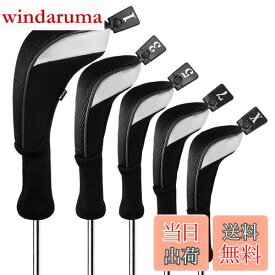 【送料無料】Andux ゴルフ ウッドドライバー ヘッドカバーロングネック 5個セット 460cc対応 MT/MG34 (ブラック)