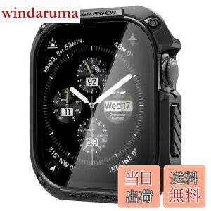 �y���������zSpigen Apple Watch 11 Apple Watch 10 �P�[�X 46mm �K���X ��̌^ �ČRMIL�K�i�擾 ��ʕی� �ϏՌ� ���� �Ռ��z�� ���菝 �h�~ �ی�J�o�[ �^�t�E�A�[�}�[ ACS08603 (�u���b�N)