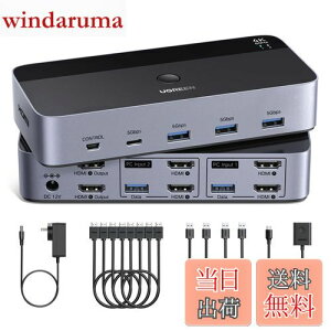 yzUGREEN HDMI KVMؑ֊ 4K@60Hz 2j^2Rs[^A22o̓XCb`A 4USB 3.0|[ĝ2̃Rs[^2j^/L[{[h/}EX/v^L HDMIP[u4{AU