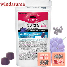 【送料無料】UHA味覚糖 グミサプリ 鉄＆葉酸 1袋 (アサイーミックス味 / 30日分) 鉄/葉酸/コラーゲン 配合