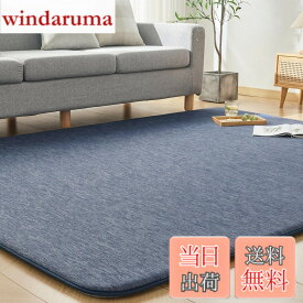 【送料無料】VK Ingeroom カーペット 夏用 極厚30mm 冷感ラグ 厚手 接触冷感 【ひんやりxもっちり】 涼しい 色：ネイビー、サイズ：190x190cm