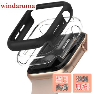 �y���������zJP - Ringke Apple Watch Series 6 / 5 / 4 / SE 40, 44mm Slim �F�FClear & Matte Black (2P)�A�T�C�Y�F[6 / 5 / 4 / SE 44mm]