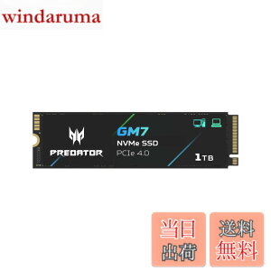 �y���������zAcer Predator M.2 SSD GM7 NVMe2.0 2280 PCIe Gen4x4 ������(�ő�ǂݎ��F7400MB/s�A�ő发�����݁F6500MB/s) ����SSD ���ϋv 3D NAND TLC PS5/PS5 Pro����m�F�ς� ���[�J�[5�N �T�C�Y�F1TB