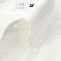 (ウィンザーノット)WindsorKnotシアサッカーボタンダウンワンピースカラーシャツ白無地日本製綿100%スリムイタリアンカラー長袖ドレスシャツ|父の日結婚式ブランドおしゃれワイシャツギフト高級クールビズスリムシャツ