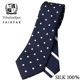 ネクタイ ビジネス ブランド ウィンザーノット WindsorKnot フェアファクス FAIRFAX ネクタイ ドット ストライプ クレリックタイ ネイビー 京都 丹後生地 シルク100% 日本製 水玉 レップ | 父の日 結婚式 おしゃれ メンズ ワイシャツ ギフト