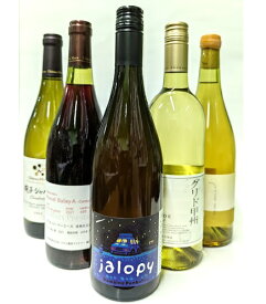 日本ワイン 5本 ワインセット（ジャロピー、甲州、椀子シャルドネ、マルスMBAキュベ相山、オーロ）ワインセット ドメーヌ ポンコツ、中央葡萄、シャトーメルシャン、ファットリア アル フィオーレ、シャトーマルス ss