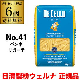 【800円OFFクーポン 6/1～2　9:59まで】【1袋あたり497円】送料無料 パスタ ディチェコ No.41 ペンネリガーテ 500g 6袋 ペンネ 日清ウェルナ 日清 DECECCO 長S