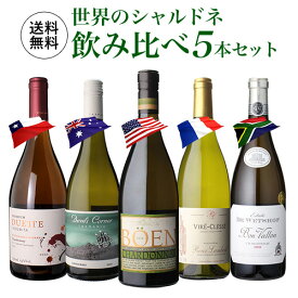 【800円OFFクーポン 4/1〜2　9:59まで】1本あたり2,200円(税込) 送料無料 世界のシャルドネ 飲み比べ 5本セット第5弾 白 ワイン セット 品種 浜運 母の日 父の日 ギフト