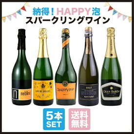 酒宝庫MASHIMO 納得! HAPPY泡・スパークリングワイン5本セット 〈送料無料〉