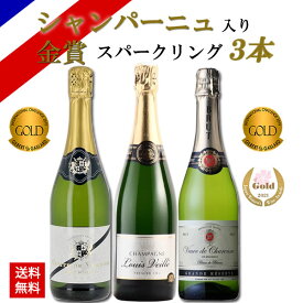 【4/24(水)20:00～4/27(土)09:59までポイント5倍！】酒 お酒 プレゼント シャンパン スパークリングワイン 飲み比べ 金賞受賞 フランス産 フランスワイン 辛口 3本セット お誕生日 送料無料