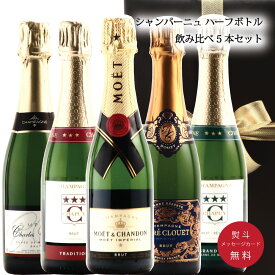 【6/4(火)20:00～6/11(火)01:59まで最大50％OFF!】父の日 ワイン お酒 プレゼント シャンパン シャンパーニュ ハーフボトル 375ml 飲み比べ フランスワイン 辛口 5本セット ギフトセット お誕生日 送料無料 楽天スーパーSALE 楽天スーパーセール