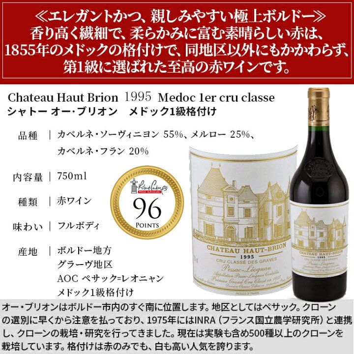 楽天市場】シャトー オー ブリオン [1995]Chateau Haut Brion 750ml  