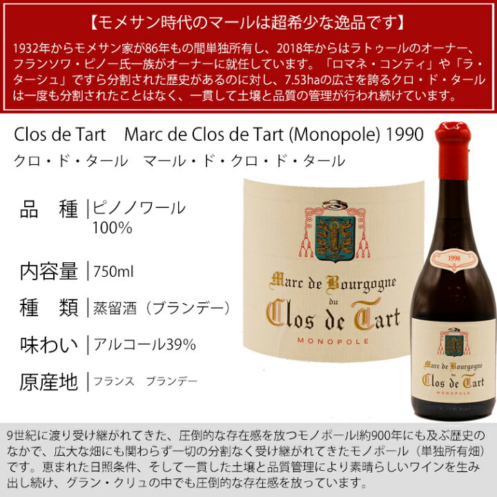 楽天市場】クロ ド タール マール ド クロ ド タール[1990] Clos de 