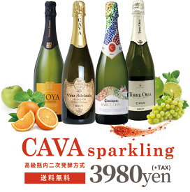 【送料無料】カヴァ カバ カヴァ カバ 4本飲み比べスペシャルセット 高級シャンパン方式(高級瓶内二次発酵方式) D.O.カバ 高級スパークリング 高級泡 辛口 白 スペインCAVA CAVA CAVA CAVA Special 4 SET ワインセット
