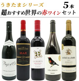 【送料無料】うきたまシリーズ　超おすすめ世界の赤ワイン5本セット (追加7本まで同梱可 送料無料) ワインセット