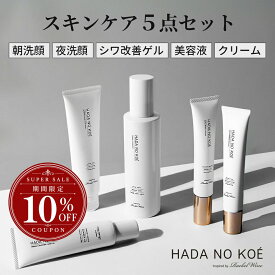 【10%OFFクーポン配布中！】【5点セット】 HADA NO KOE ハダノコエ トーニングクリアミスト + ミネラルリッチクレイウォッシュ + 薬用リンクル＆ホワイトニング ターゲットゲル + ゴールドモイストセラム + ゴールドエンリッチクリーム スキンケアセット