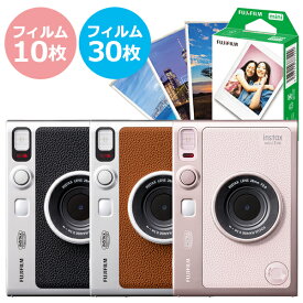 ハイブリッドインスタントカメラ チェキ instax mini Evo 本体 BLACK ブラック/ BROWN ブラウン&フィルム&当店限定プチカード1冊 セット クラシックデザイン レンズダイヤル プリントレバー instax-Rich モード アナログ操作 富士フイルム 選べるフィルム枚数
