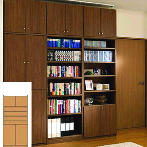 事務所薄型壁面戸棚 スリム本棚 壁面書棚 M2 【オーダー書庫】CD カップ収納に 薄型壁面戸棚 高さ226〜235cm幅81〜90cm奥行19cm厚棚板(棚板厚2.5cm) 整理棚 幅 86 cm 横幅 注文