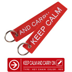 KEEP CALM AND CARRY ONキープ・カーム・アンド・キャリー・オン平静を保ち、普段の生活を続けよキーチェーン キーホルダー タグ (1個) カラー レッド 赤 REDフライトタグ Flight tag keychain航空グッズ goods アイテム ITEM送料無料