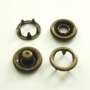 【カネエム製】 アメリカンホック 金属スナップボタン リング4パーツセット 10mm アンティックゴールド 【30set】