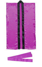 サテンロングハッピ紫S（ハチマキ付）