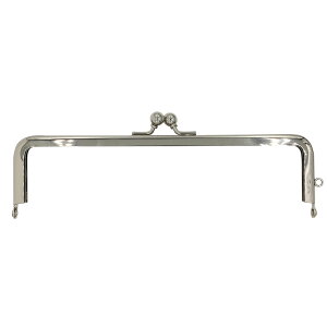 【日本製】 金属 がま口 幅広 ペンケース 横丸カン付 16.5×4.5cm 【シルバー】