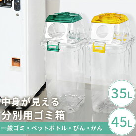 35L 45L 透明エコダスター ゴミ箱 スリム 分別 おしゃれ 蓋付き リットル 縦型 縦長 ふた付き 透明ゴミ箱 クリア ごみ箱 ダストボックス ペットボトル キャップ 紙 あきびん あきかん ビン カン 縦型 大容量 屋外 屋内 学校 病院 公共施設 オフィス 業務用