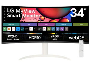 LG�d�q�@�t�����j�^�E�t���f�B�X�v���C�@MyView Smart Monitor 34SR65QC-W [34�C���` �z���C�g]