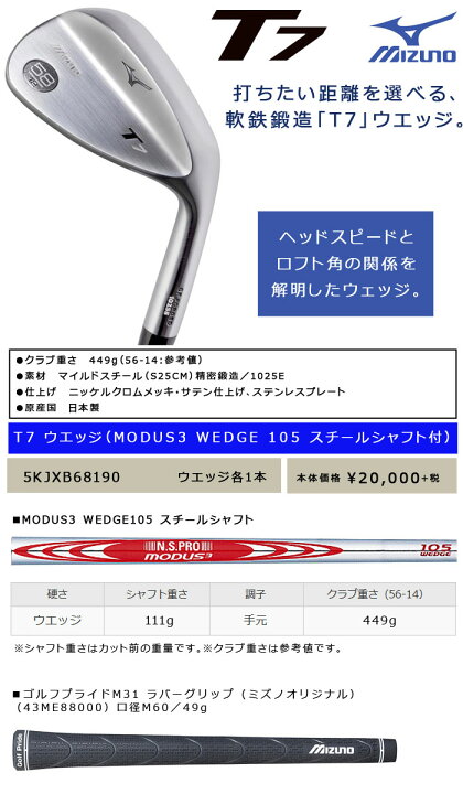 楽天市場】即納☆ ミズノ MP T7 ウェッジ MODUS3 WEDGE105 スチール 