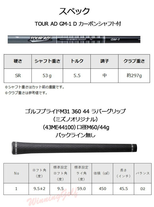 楽天市場】ミズノプロ MODEL-E ドライバー 左(レフティ )[TOUR AD GM-1  