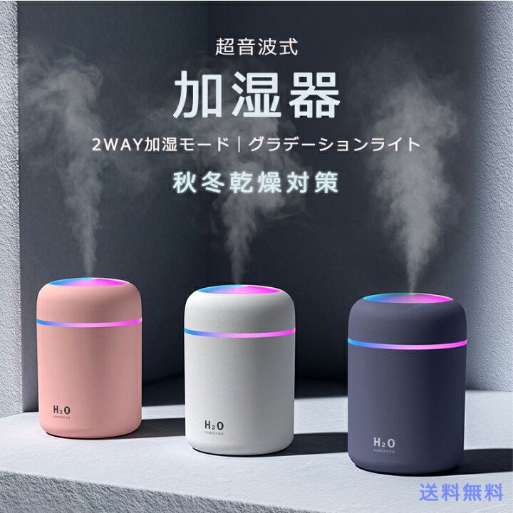 楽天市場】加湿器 卓上 超音波 七色LED 次亜塩素酸水対応 大容量 2種類