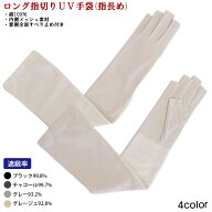 【指長め】指先開きタイプ 指切り ロング丈 綿100％ UV手袋 掌全面すべり止め付き 内側メッシュ レディー…
