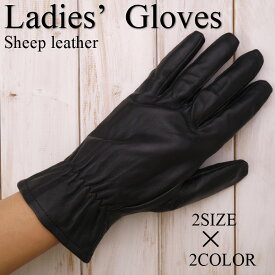 手首ギャザー シープレザー 五本指タイプ タッチパネル対応 裏ボア レディースグローブ 婦人冬物手袋