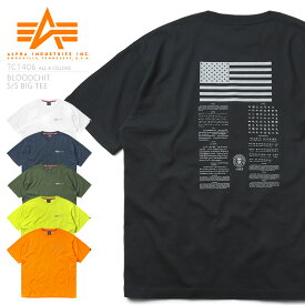 クーポンで最大15%OFF★【あす楽】ALPHA アルファ TC1406 ビッグシルエット 半袖クルーネックTシャツ BLOODCHIT【T】｜メンズ トップス カットソー インナー ミリタリー 大きいサイズ ゆったり ロゴ ワンポイント ブランド