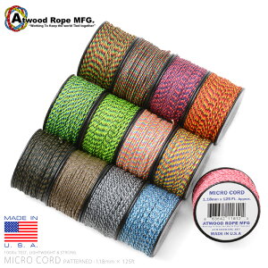 yŒZzATWOOD ROPE MFG. AgEbhE[v 1.18mm × 125tB[g MICROR[h PATTERNED MADE IN USAyN[|ΏۊOzyTz