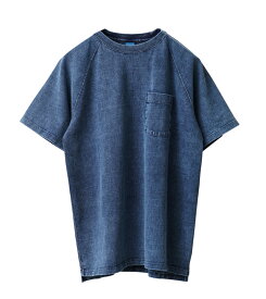 クーポンで最大15%OFF★【あす楽】Good On グッドオン GOST-1101IS S/S ヘビー ラグラン ポケットTシャツ INDIGO SHAVE 日本製【Sx】【T】｜クルーネック メンズ トップス 半袖 米綿 USAコットン アメカジ 無地 ブランド おしゃれ インディゴ染め 大きいサイズ ブルー