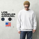 【最短即日発送】★LOS ANGELES APPAREL ロサンゼルスアパレル HF07 14oz ヘビーフリース クルーネック プルオーバー スウェットシャツ MADE IN USA【T】【クーポン対象外】｜メンズ トップス 裏起毛 アメカジ ストリート ブランド おしゃれ 長袖 無地