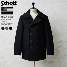 【あす楽】ポイント10倍！Schott ショット USA LINE 740 32oz ダブルブレスト ウール ピーコート MADE IN USA【7】【クーポン対象外】【T】｜ウールコート メンズ アウター メルトン キルティング ヴィンテージ ブランド 大きいサイズ 米国製