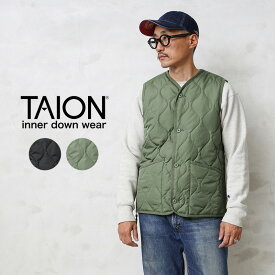 【最短即日発送】クーポンで最大18%OFF★TAION タイオン TAION-001BML-1 MILITARY LINE Vネックボタン ダウンベスト【A4】【Sx】【T】｜ミリタリー インナーダウン キルティングライナー ベスト メンズ 防寒 保温 暖かい 撥水 大きいサイズ おしゃれ