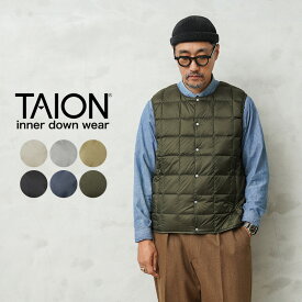 【最短即日発送】クーポンで最大18%OFF★TAION タイオン TAION-004 クルーネックボタン インナーダウンベスト【E8】【Sx】【T】｜メンズ ベスト インナーダウン ミリタリーファッション クルーネック 軽量 防寒 撥水 アウトドア 羽織り アウター