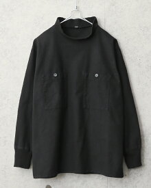 リジェクト 訳あり品 実物 USED ハンガリー軍 フランネル プルオーバー モックネックシャツ スクエアタイプ BLACK染め【クーポン対象外】【I】