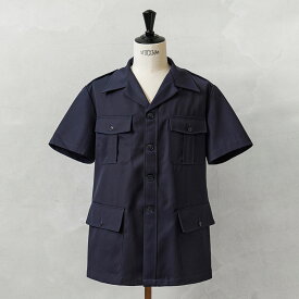 実物 新品 デッドストック フランス軍 ショートスリーブ 4ポケット サファリシャツ NAVY【クーポン対象外】【I】